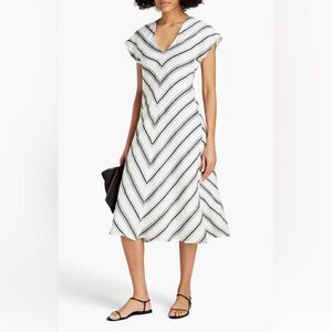 Wales Bonner Depara Bias chevron print linen Dress size 42